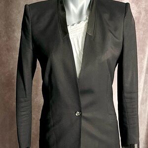 Helmut Lang Black Jacket Leather Trim Size 8